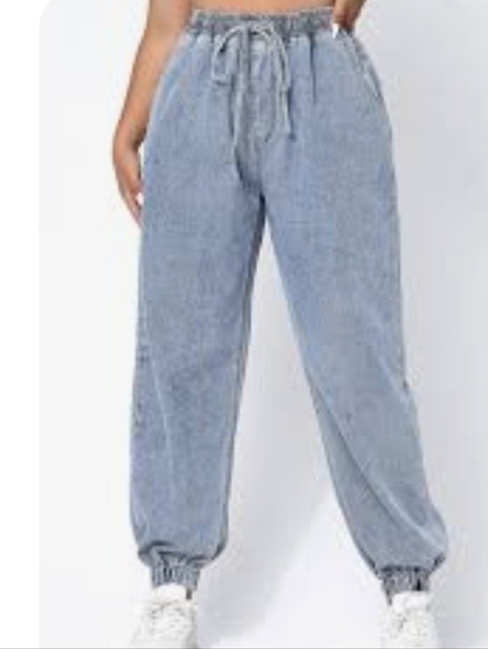 Oat New York Cloud Luxe Denim Light Blue Wash Drawstring Waist Size 6/28